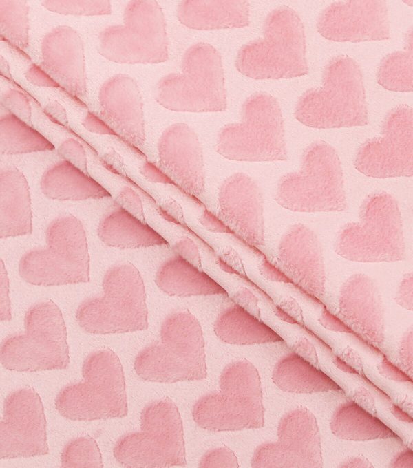 Soft   Minky Light Pink Heart Fleece Fabric - Image 2