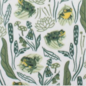 Frogs on White Anti Pill Fleece Fabric