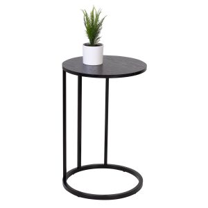 Honey Can Do Black Round C Shaped Table - 1