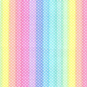 Fabric Traditions Rainbow Stripe Hearts Novelty Cotton Fabric