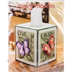 Mary Maxim 5 Butterfly Plastic Canvas Tissue Box Kit 7ct