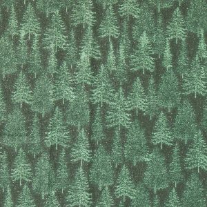 Green Trees Christmas Glitter Cotton Fabric