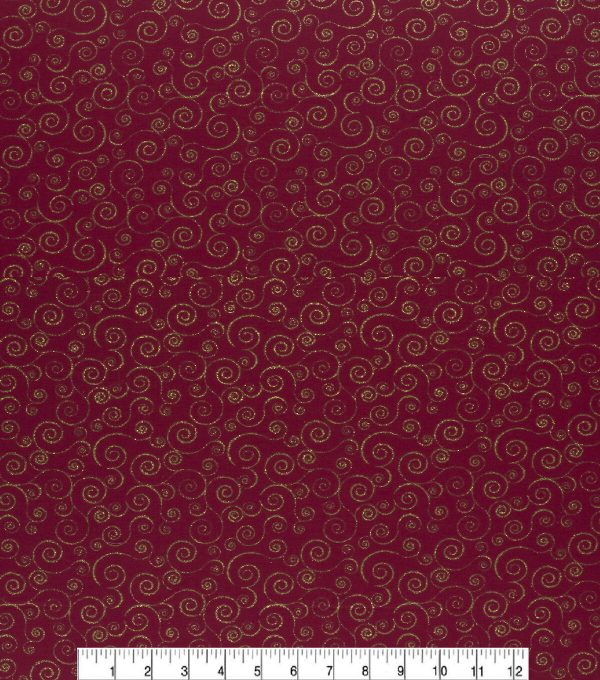 Scrolls Christmas Glitter Cotton Fabric - Image 3