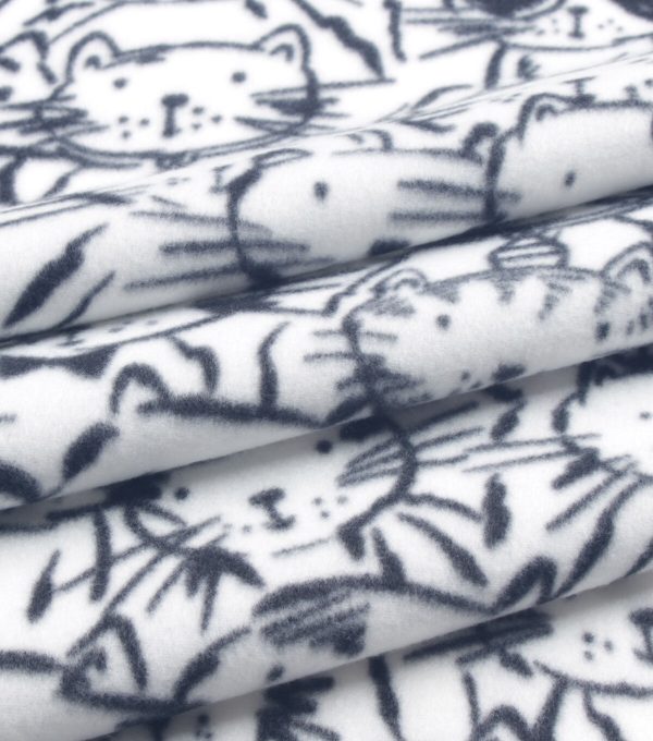 Sketched Cats Blizzard Prints Fleece Fabric - Image 3