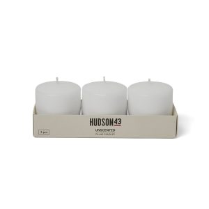 3 x 3 White Pillar Candles 3pk by Hudson 43