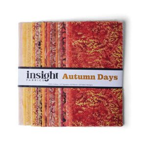 10 Square Autumn Days Batik Cotton Fabric Shape 42pc