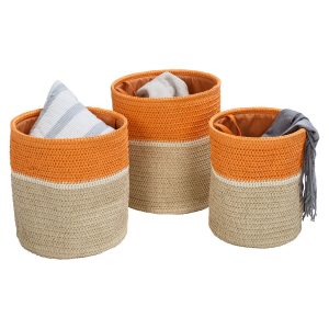 Honey Can Do 15 Beige   Orange Paper Straw Nesting Baskets 3ct