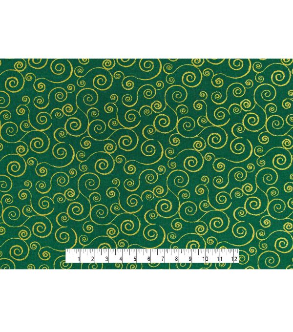 Scrolls Christmas Glitter Cotton Fabric - Image 5