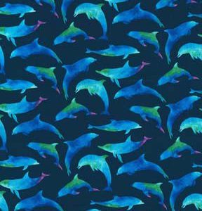 Fabric Traditions Blue Ombre Dolphins Novelty Cotton Fabric
