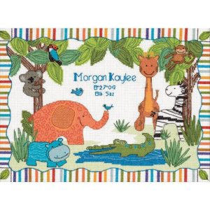 Dimensions 12 x 9 Mod Zoo Birth Record Counted Cross Stitch Kit
