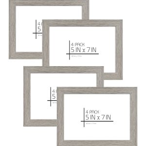 MCS Gray 5 7 Woodgrain Value Frames 4pk