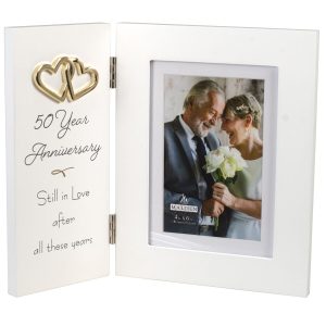 Malden 4 x 6 White 50th Anniversary Frame With Mat   Sentiment Panel