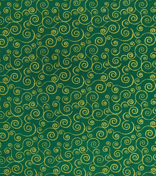 Scrolls Christmas Glitter Cotton Fabric - Image 2