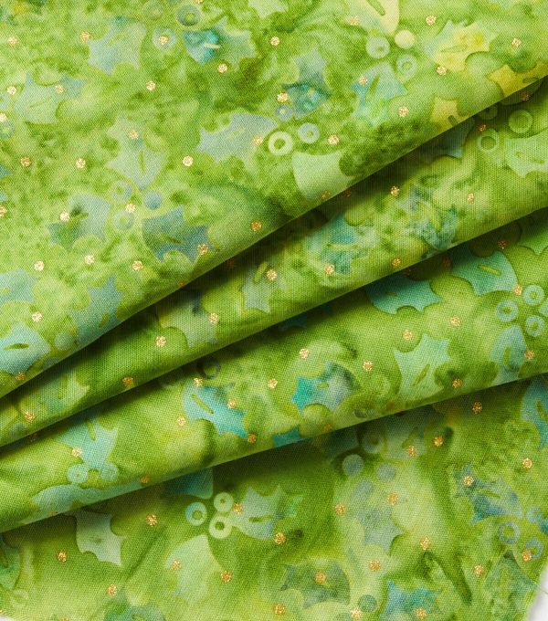 Green Winter Wishes Holly Christmas Metallic Cotton Fabric - Image 2
