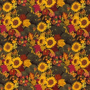 Harvest Floral Prints Metallic Cotton Fabric
