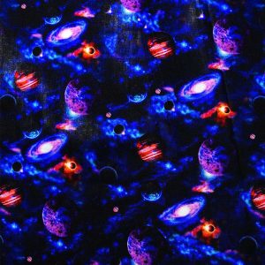 Planets in Space on Black Novelty Cotton Fabric
