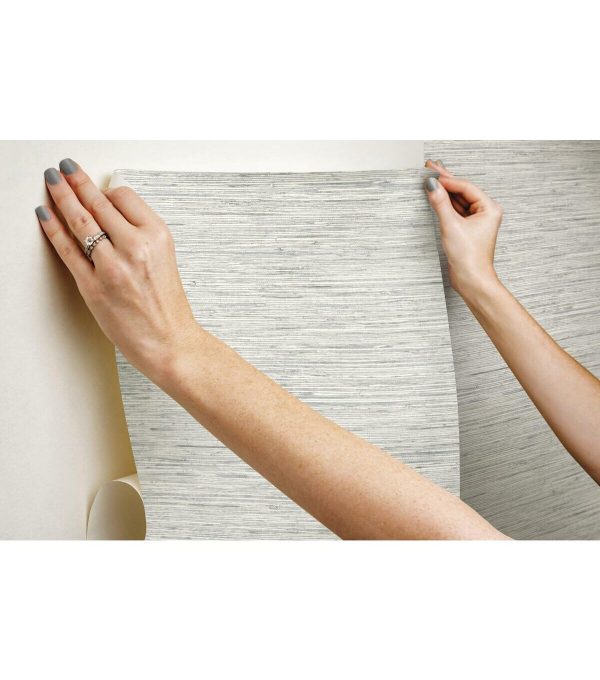 RoomMates Faux Grasscloth Peelable Wallpaper Grey - Image 2