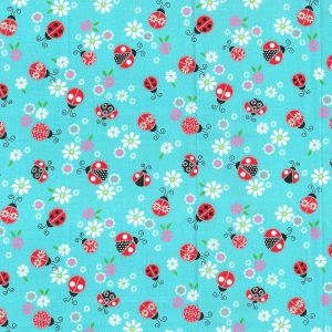 Fabric Traditions Lady Bug Novelty Metallic Cotton Fabric