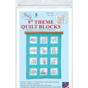 Jack Dempsey 9 Kittens Themed Stamped Quilt Blocks 12ct