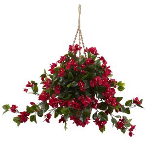 Nearly Natural Uv Resistant Bougainvillea Hanging Basket