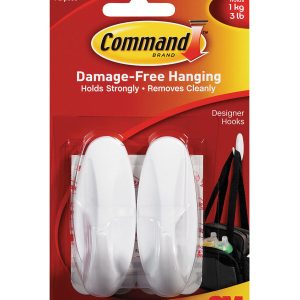 Command 6ct White Medium Hooks   Adhesive Strips