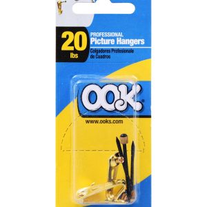Ook 20lbs Brass Finished Professional Picture Hangers 3ct