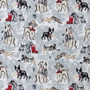 Dog Sketch Gray Super Snuggle Flannel Fabric