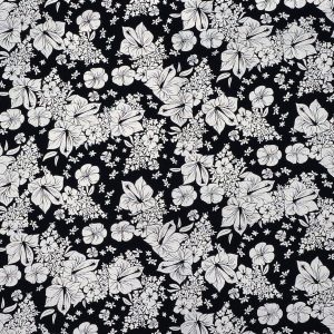 Luau Floral on Black Quilt Foil Cotton Fabric by Keepsake Calico