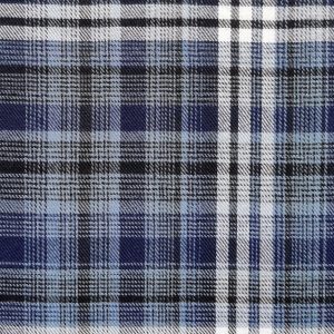 Navy Box Brushed Plaid Polyester Flannel Fabric - 1