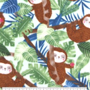 Jungle Sloths Anti Pill Fleece Fabric