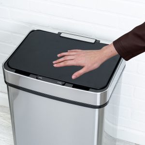 Honey Can Do 24 Silver Stainless Steel 50L Trash Can With Motion Sensor - 1