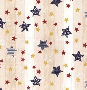 Fabric Traditions Multi Stars On Glitter Wood Grain Patriotic Cotton Fabric