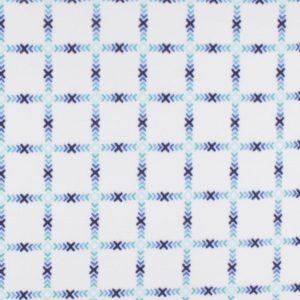 Blue Grid on White Anti Pill Fleece Fabric