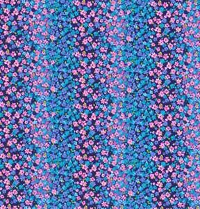 Fabric Traditions Teal Floral Striped Cotton Fabric by Keepsake Calico
