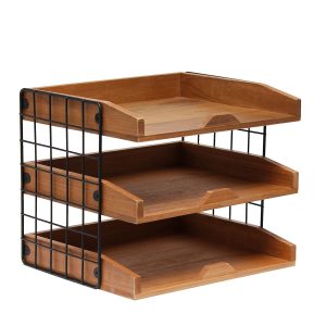 All The Rages Home Office Desk Organizer with 3 Shelves Natural Wood