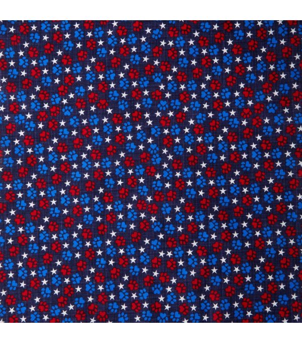 Paw Prints Stars Patriotic Cotton Fabric