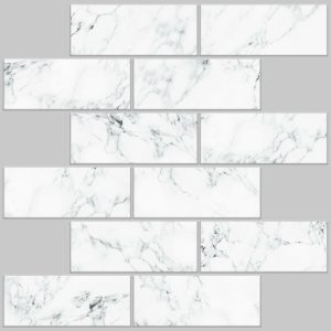 Carrara Marble Subway Peel   Stick Tile Backsplash