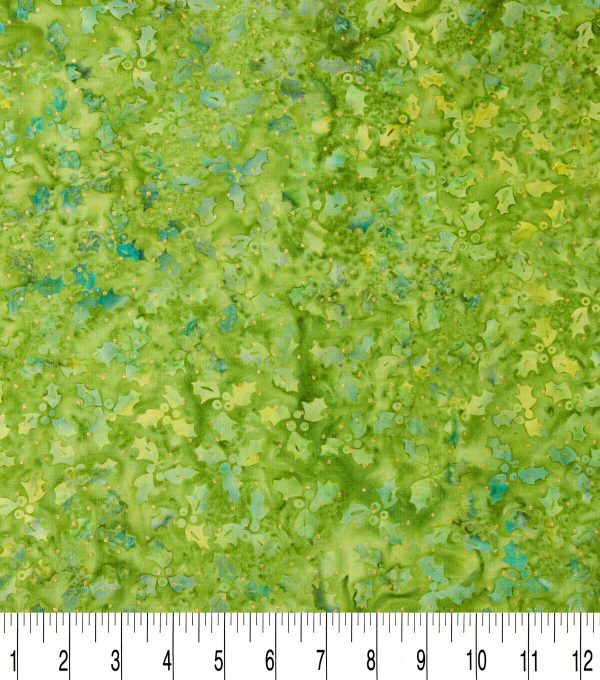 Green Winter Wishes Holly Christmas Metallic Cotton Fabric - Image 3