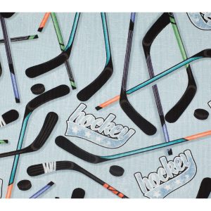 Novelty Cotton Fabric Hockey Ice Rink