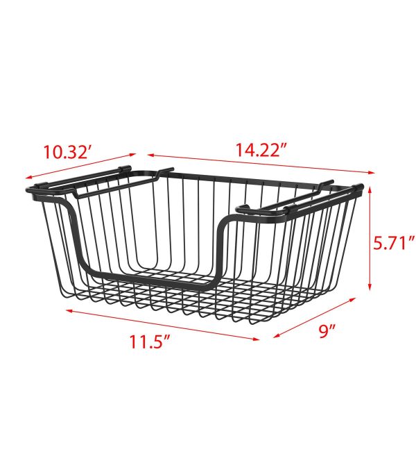 Oceanstar 14 x 10 Black Stackable Metal Wire Storage Baskets 2pk - Image 7