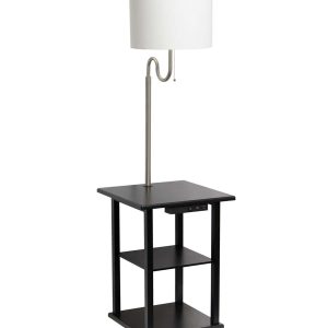 All The Rages 57 Modern 2 Tier Floor Lamp With USB Ports   Fabric Shade