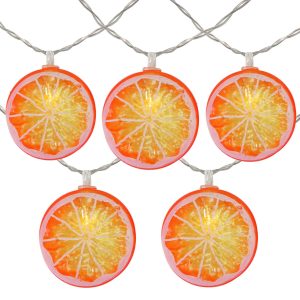 Northlight 10 Battery Operated Orange Slice LED String Lights   4.5 ft