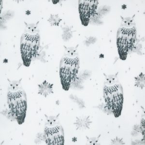 Owls on White Anti Pill Fleece Fabric
