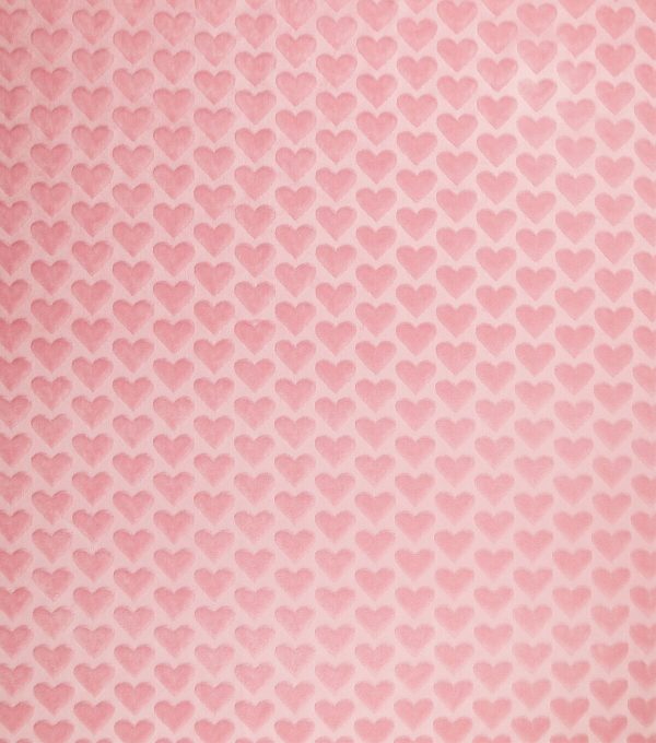 Soft   Minky Light Pink Heart Fleece Fabric