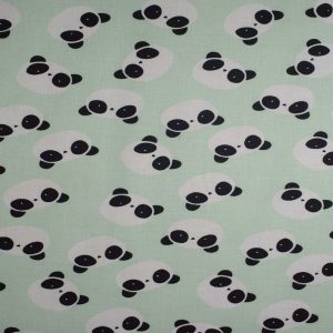 Panda Heads on Mint Quilt Cotton Fabric by Quilter s Showcase