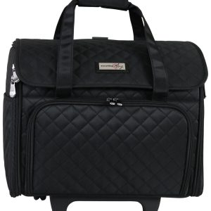 Everything Mary 18 Black Quilted Teacher Rolling Tote