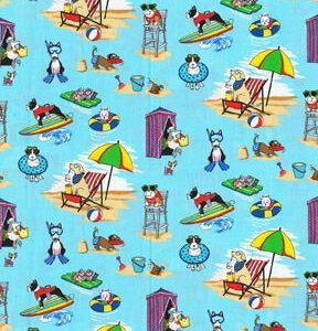 Fabric Traditions Dogs At The Beach Novelty Cotton Fabric