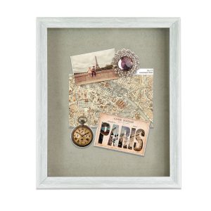Enchante 14 x 17 Distressed White Shadow Bo x Photo Frame