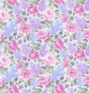 Fabric Traditions Blue   Pink Floral Premium Cotton Fabric