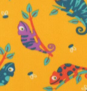 Chameleons On Yellow Blizzard Fleece Fabric
